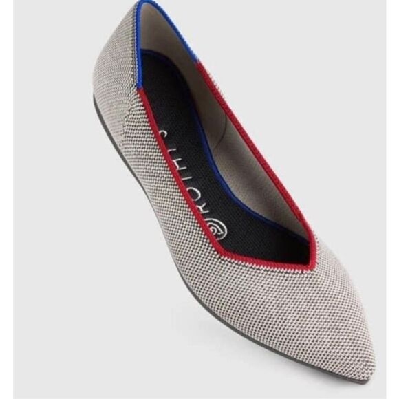 ROTHY'S The Point "Grey Point Red Piping' Flats - Picture 2 of 10